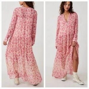 NWT Free people Floral Pink Maxi Dress size M